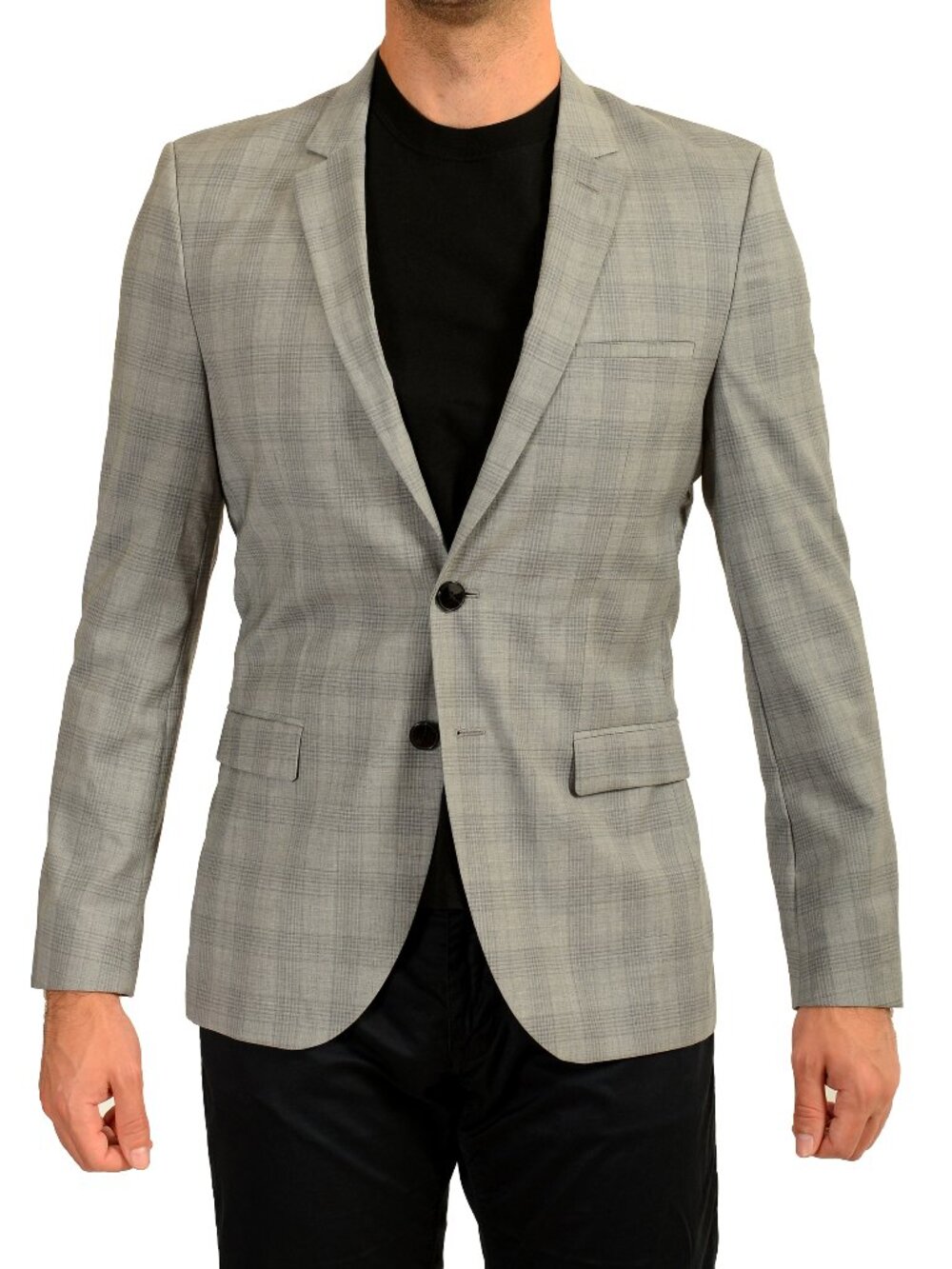 Hugo Boss Men's "Arti232X" Extra Slim Fit 100% Wool Plaid Blazer US 38R IT 48R